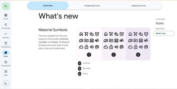 Image showing the Overview screen of Material Design.